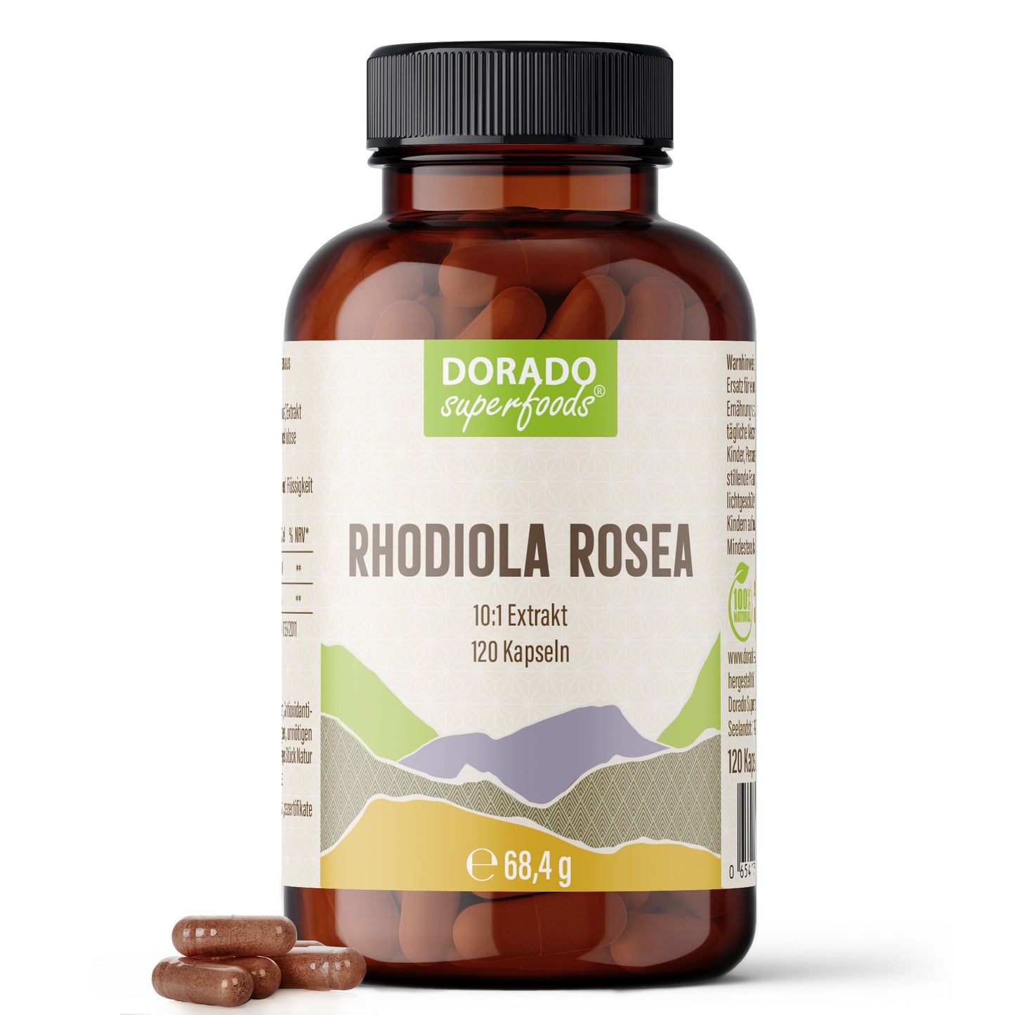 Rosenwurz Kapseln – 470 mg Rhodiola rosea Extrakt | 5 % Salidroside – 120 Stück 4-Monatsvorrat