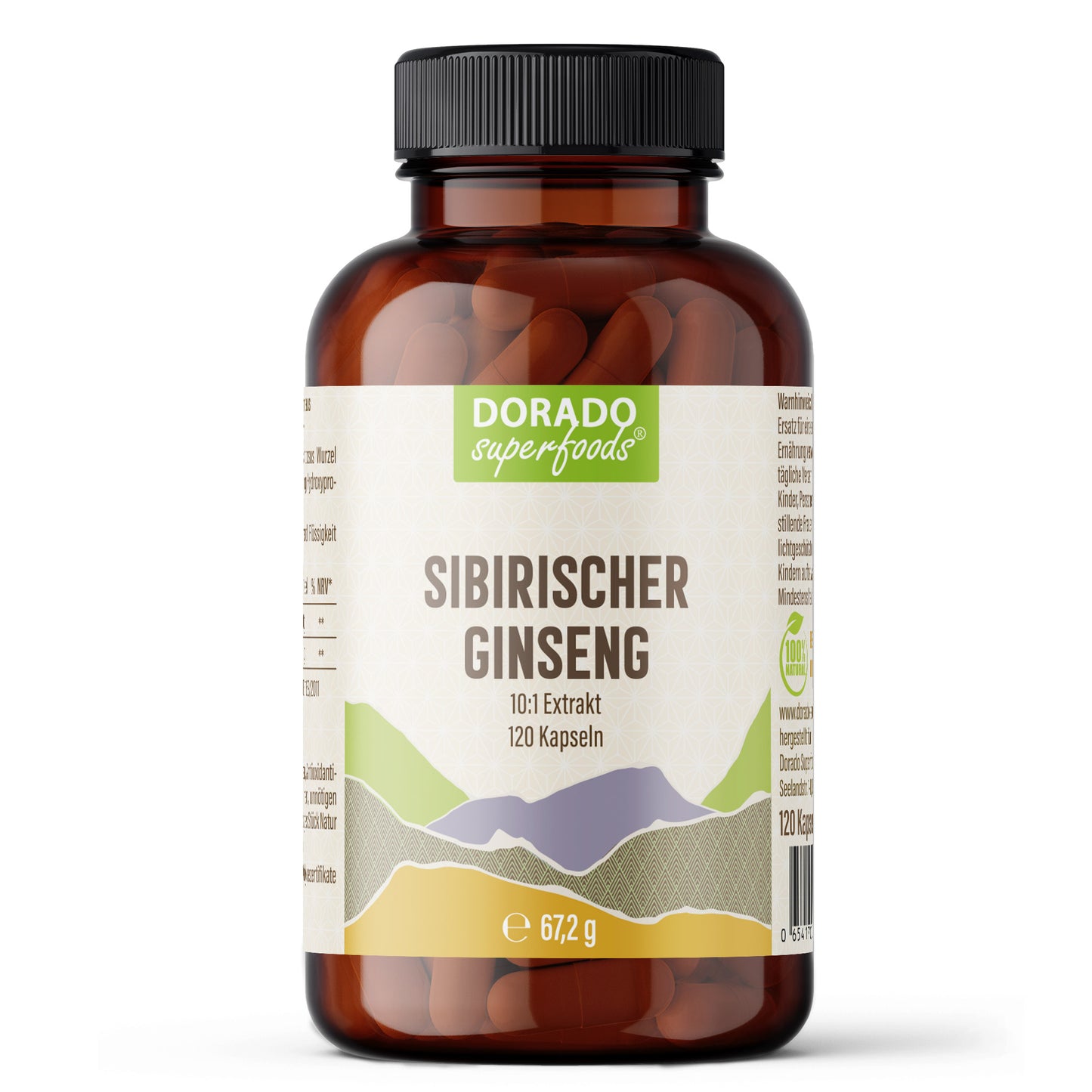 Sibirischer Ginseng Kapseln – 460 mg Eleutherococcus senticosus Wurzelextrakt | 120 Stück – 4 Monatsvorrat