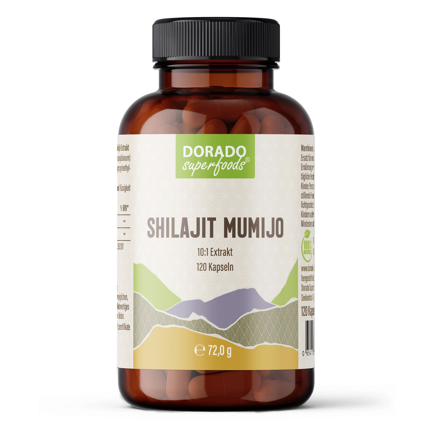 Shilajit Mumijo Extrakt Kapseln –  500 mg – 20% Fulvinsäure | 120 Stück – 4 Monatsvorrat