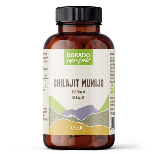 Shilajit Mumijo Extrakt Kapseln –  500 mg – 20% Fulvinsäure | 120 Stück – 4 Monatsvorrat