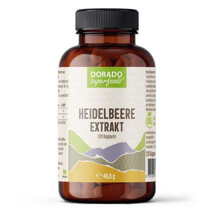 Heidelbeer Extrakt Kapseln –  300 mg – 25% Anthocyane | 120 Stück – 4 Monatsvorrat