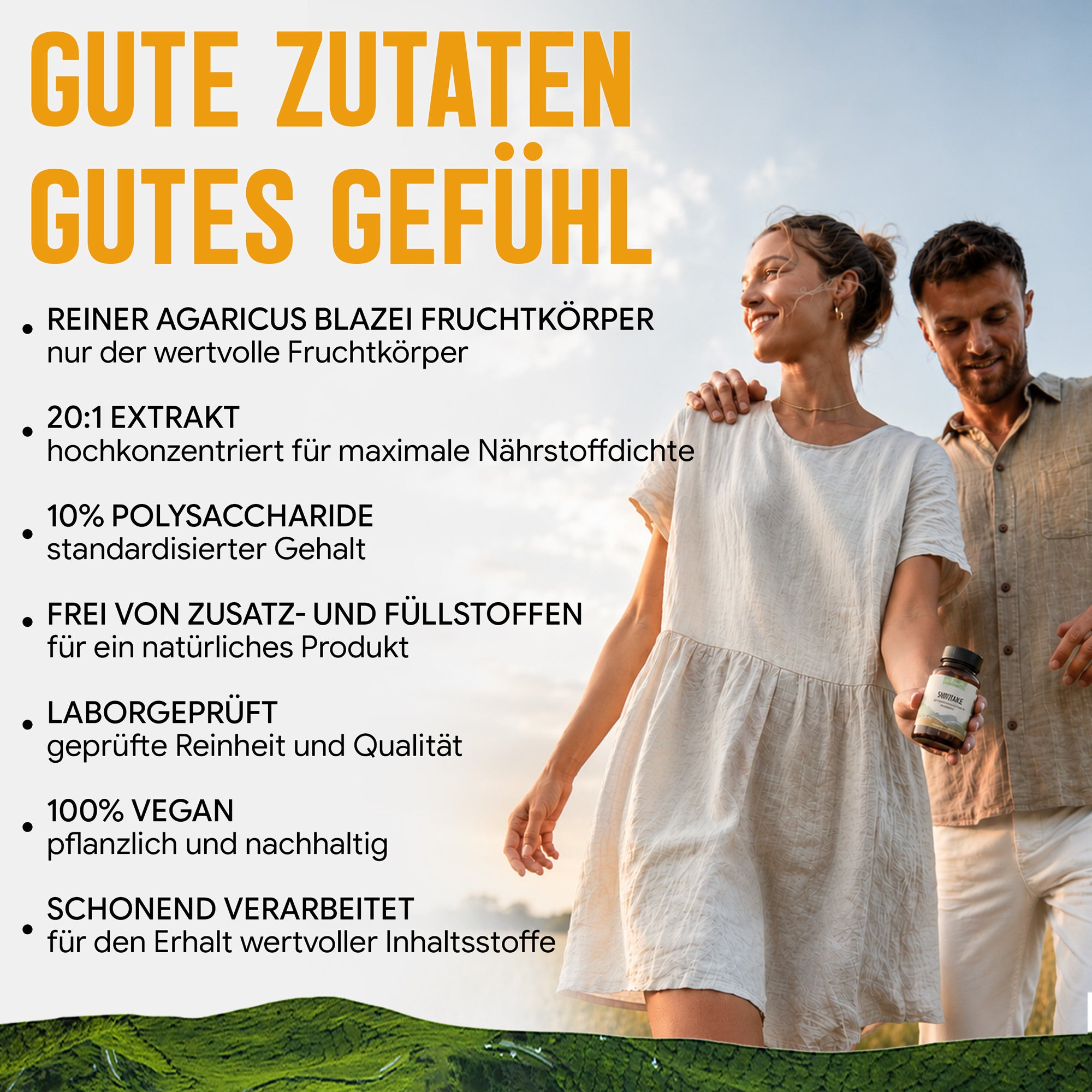 Agaricus Blazei Extrakt Kapseln hochdosiert | 500mg | 20:1 Extrakt | 120 vegane Kapseln | Vitalpilz
