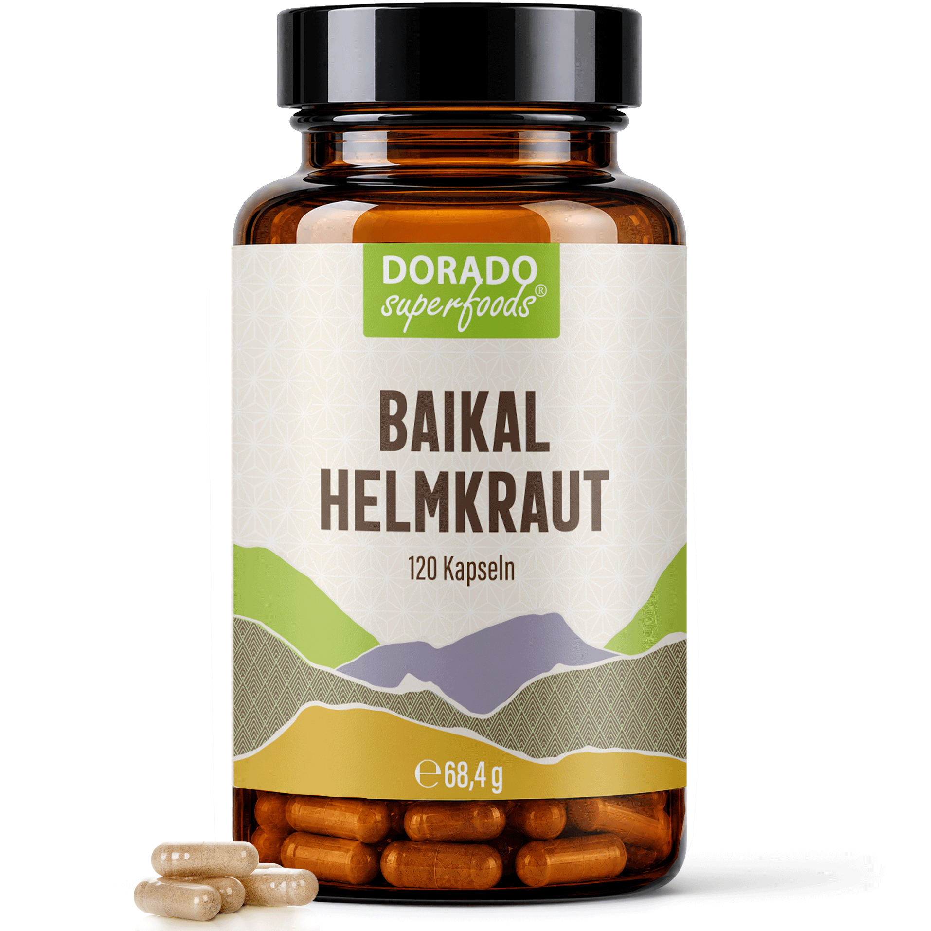 Baikal Helmkraut Kapseln | 470mg mit Baicalin | Scutellaria baicalensis | 120 vegane Kapseln