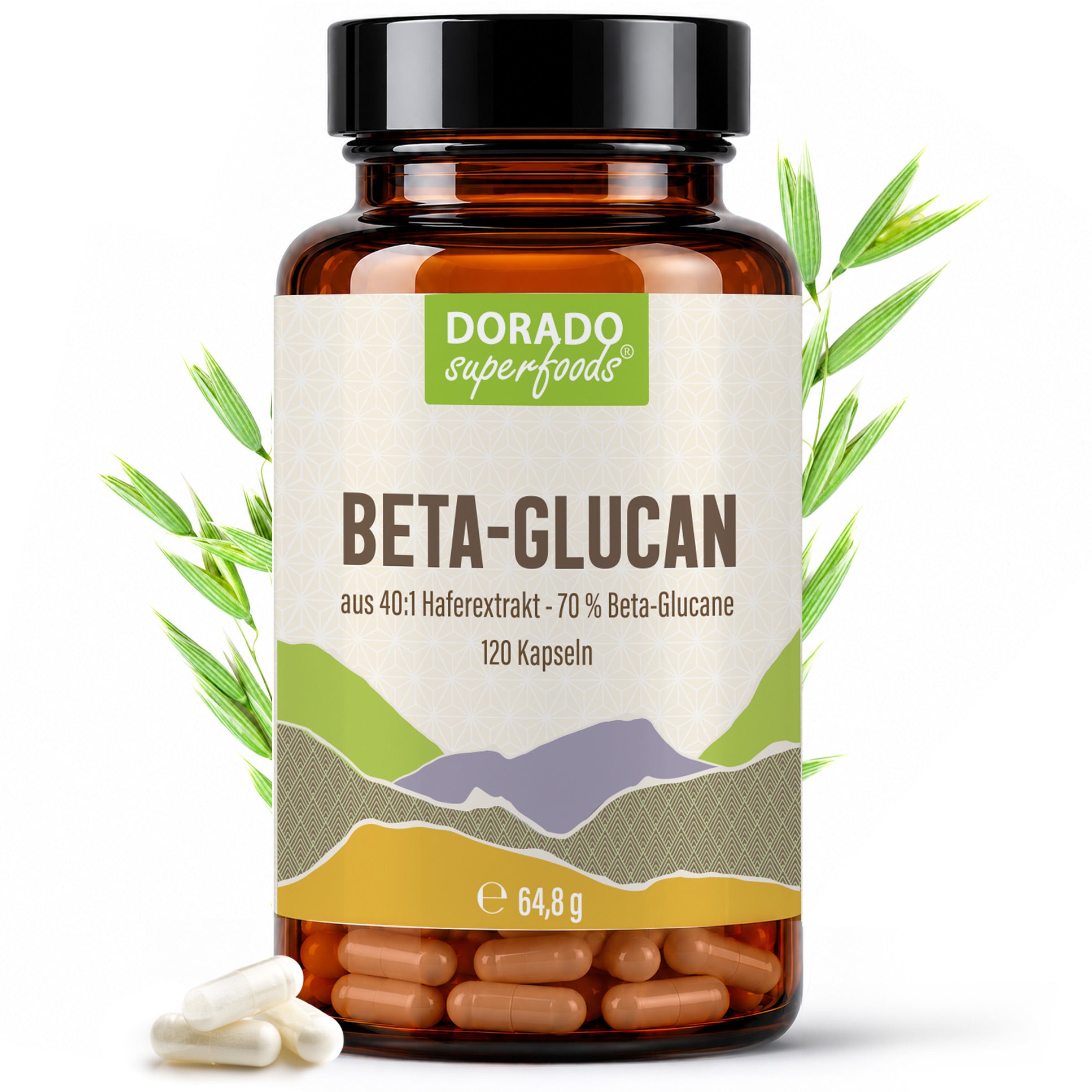 Beta Glucan Kapseln hochdosiert | 440mg | 40:1 Extrakt | 70% Beta-Glucane | 120 vegane Kapseln