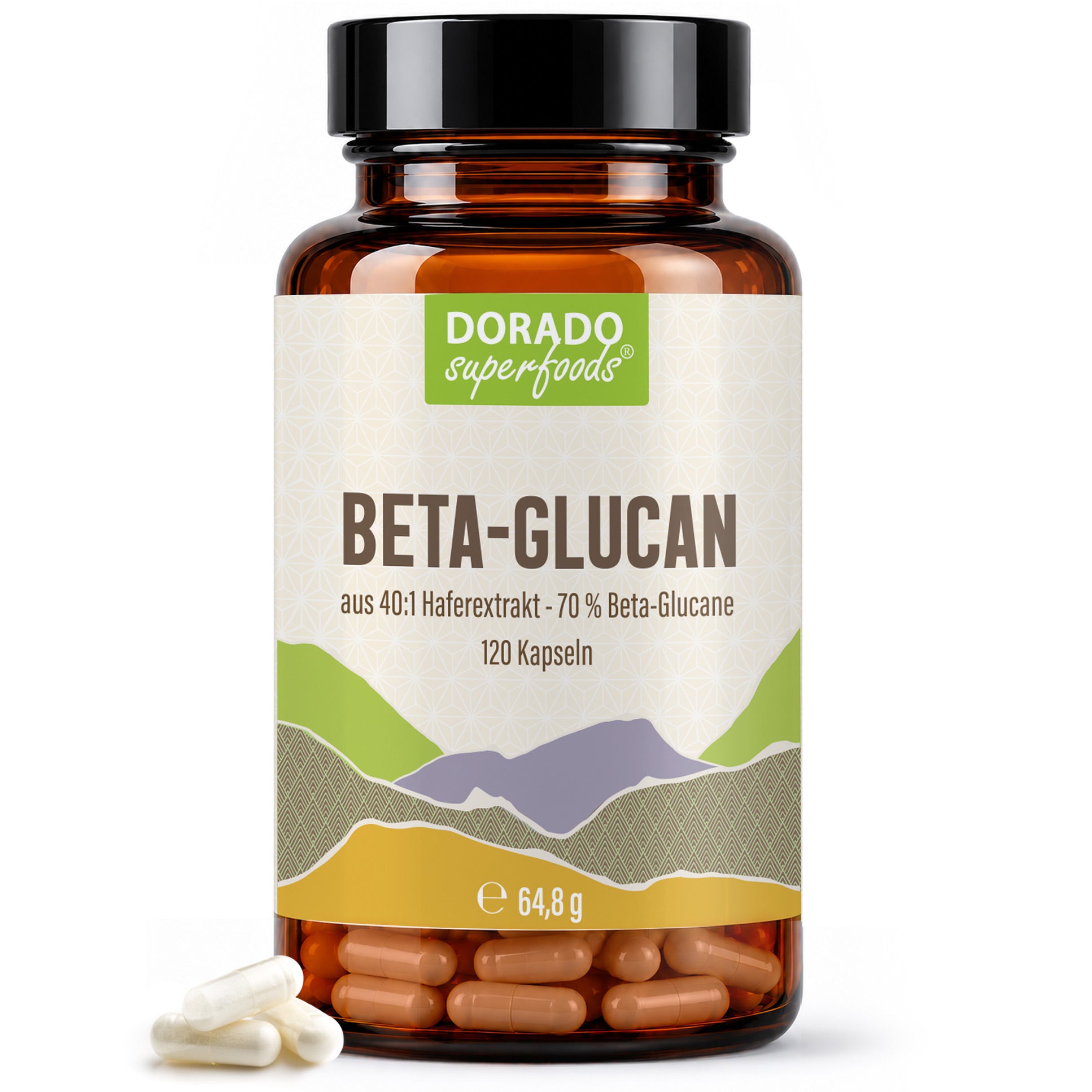Beta Glucan Kapseln hochdosiert | 440mg | 40:1 Extrakt | 70% Beta-Glucane | 120 vegane Kapseln