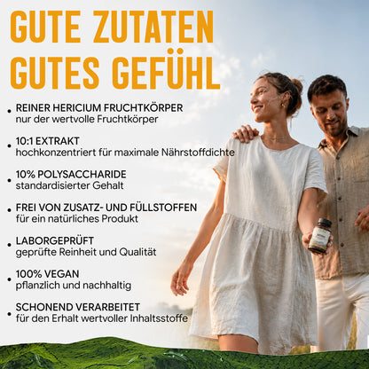 Hericium Extrakt Kapseln hochdosiert | 440mg | 10:1 Extrakt | Igelstachelbart | 120 vegane Kapseln