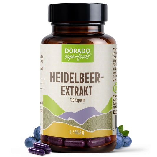 Heidelbeer Extrakt Kapseln –  300 mg – 25% Anthocyane | 120 Stück – 4 Monatsvorrat