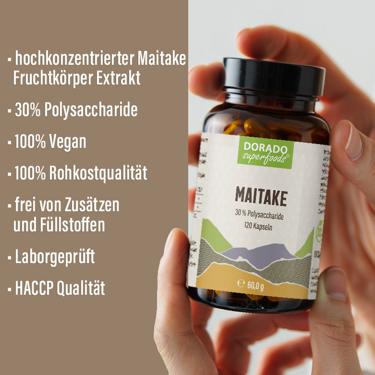Maitake Extrakt Kapseln 30% Polysaccharide - 120 Stück, 1320 mg Tagesportion