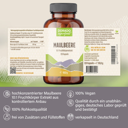 Maulbeere Extrakt Kapseln - 120 Stück, 950 mg Tagesportion