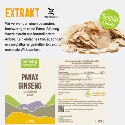 Panax Ginseng Wurzelpulver aus Extrakt – 1000 g – 10 % Ginsenoside