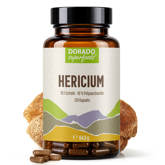 Hericium Extrakt Kapseln hochdosiert | 440mg | 10:1 Extrakt | Igelstachelbart | 120 vegane Kapseln