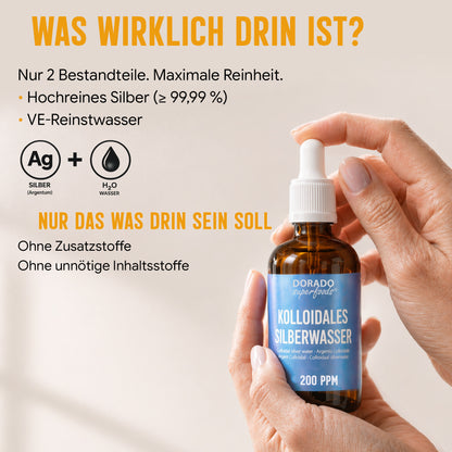 kolloidales Silber Silberwasser 200 PPM - 100 ml mit Pipette