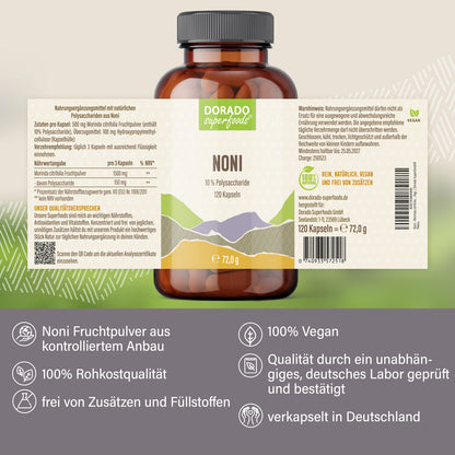 Noni Kapseln - 120 Stück, 1500 mg Tagesportion