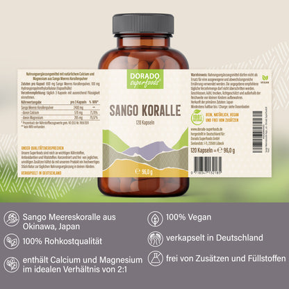 Sango Meeres Koralle Kapseln - 120 Stück, Calcium & Magnesium