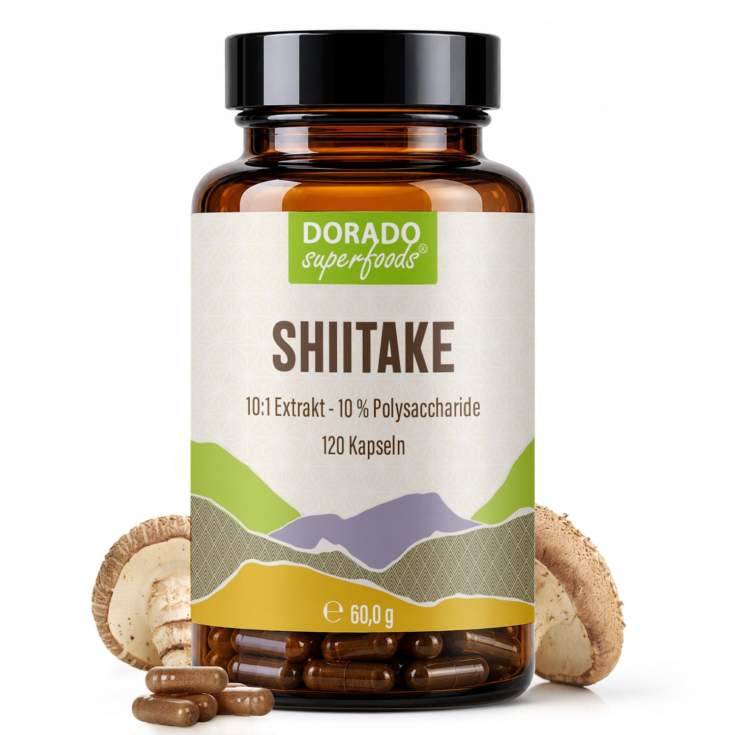 Shiitake Extrakt Kapseln - 120 Stück, 1600 mg Tagesportion