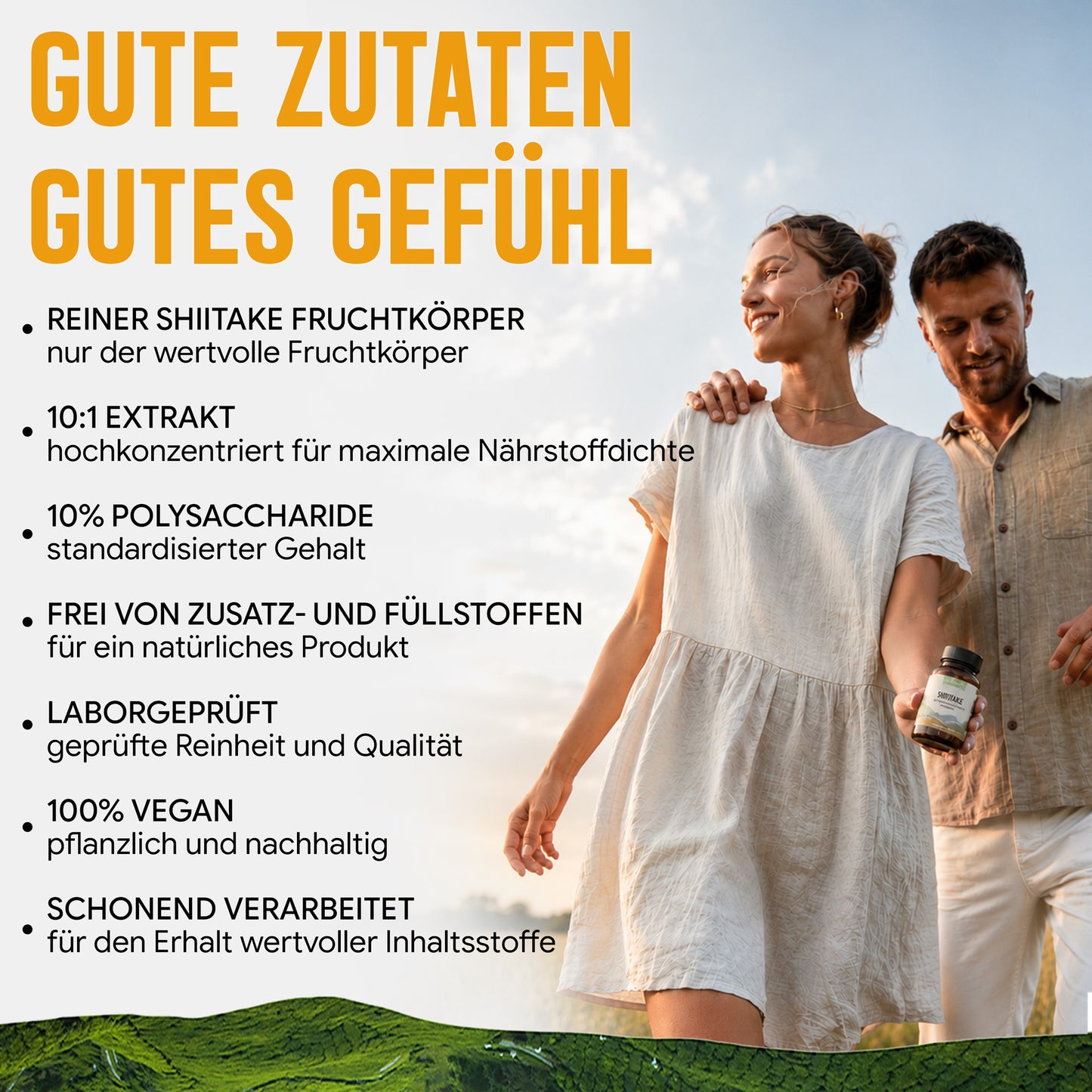 Shiitake Extrakt Kapseln - 120 Stück, 1600 mg Tagesportion
