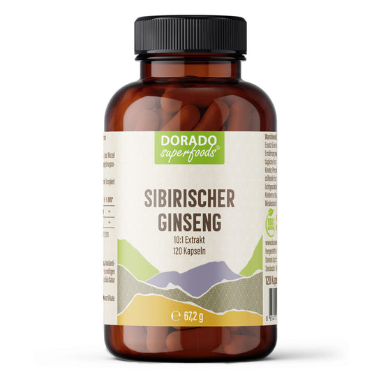Sibirischer Ginseng Kapseln – 460 mg Eleutherococcus senticosus Wurzelextrakt | 120 Stück – 4 Monatsvorrat